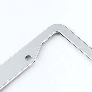 2PCS Chrome Stainless Steel Metal License Plate Frame Tag Cover With Screw Caps - Rieworkes