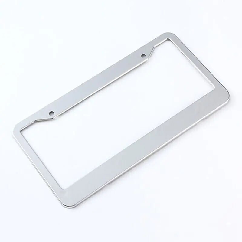 2PCS Chrome Stainless Steel Metal License Plate Frame Tag Cover With Screw Caps - Rieworkes
