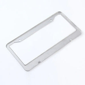 2PCS Chrome Stainless Steel Metal License Plate Frame Tag Cover With Screw Caps - Rieworkes