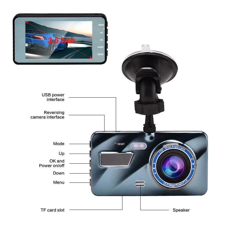 3 in 1 Rear View Dual Camera Full HD Night Vision Car Dash Camera - Rieworkes