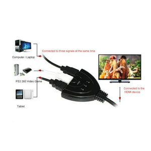 3 Port HDMI Splitter Cable 1080/4K Switch Switcher HUB Adapter for HDTV PS4 Xbox - Rieworkes