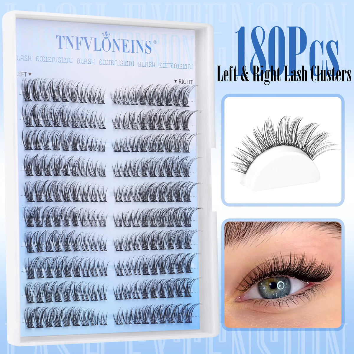 Natural Lash Clusters Wispy Cluster Eyelash Extensions Left&amp;Right Cluster Lashes C Curl Individual Lashes Extension DIY Natural Eye Lash Clusters by TNFVLONEINS Left&amp;Right Lash Clusters
