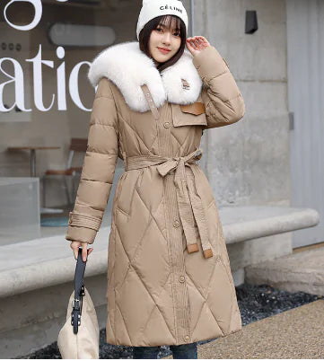 Luxury Women's Winter Parka with Fur Collar (One Piece)