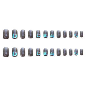 24 Pcs Luxury Purple Starry Short Fake Nails Set