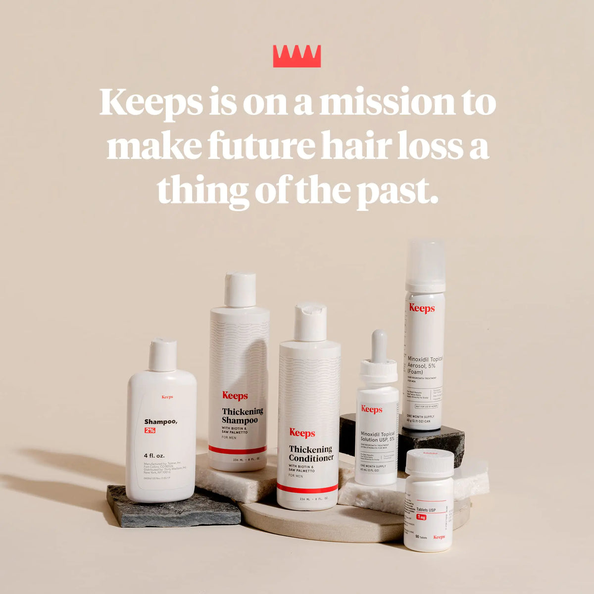 Keeps Hair Growth Shampoo and Conditioner Set - Treatment for Thinning Hair and Hair Regrowth - Men's Hair Products Infused with Biotin, Caffeine, &amp; Saw Palmetto Shampoo &amp; Conditioner Set