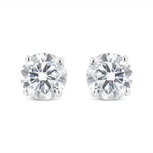 .925 Sterling Silver 1/2 Cttw Miracle Set Princess - cut Diamond Solitaire Stud Earrings (H - I Color, SI2 - I1 Clarity) - Rieworkes
