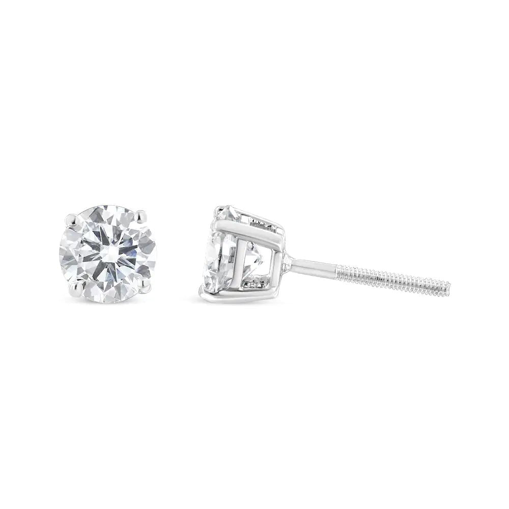 .925 Sterling Silver 1/2 Cttw Miracle Set Princess - cut Diamond Solitaire Stud Earrings (H - I Color, SI2 - I1 Clarity) - Rieworkes
