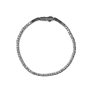 .925 Sterling Silver 4 - Prong Set Treated Black Round - Cut Diamond Classic Tennis Bracelet (Black Color, I2 - I3 Clarity) - 7.25" - Rieworkes
