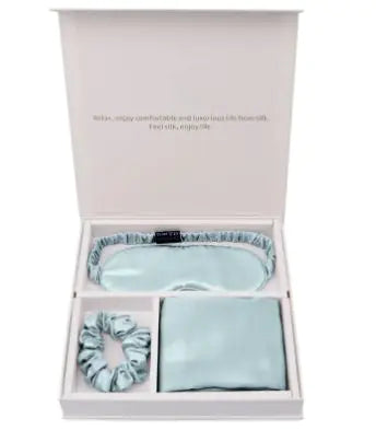 Luxury Silk Sleep Gift Set: Eye Mask, Pillowcase & Scrunchie in Gift Box