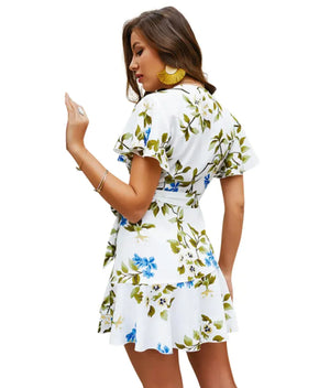 V-Neck Butterfly Sleeve Dress