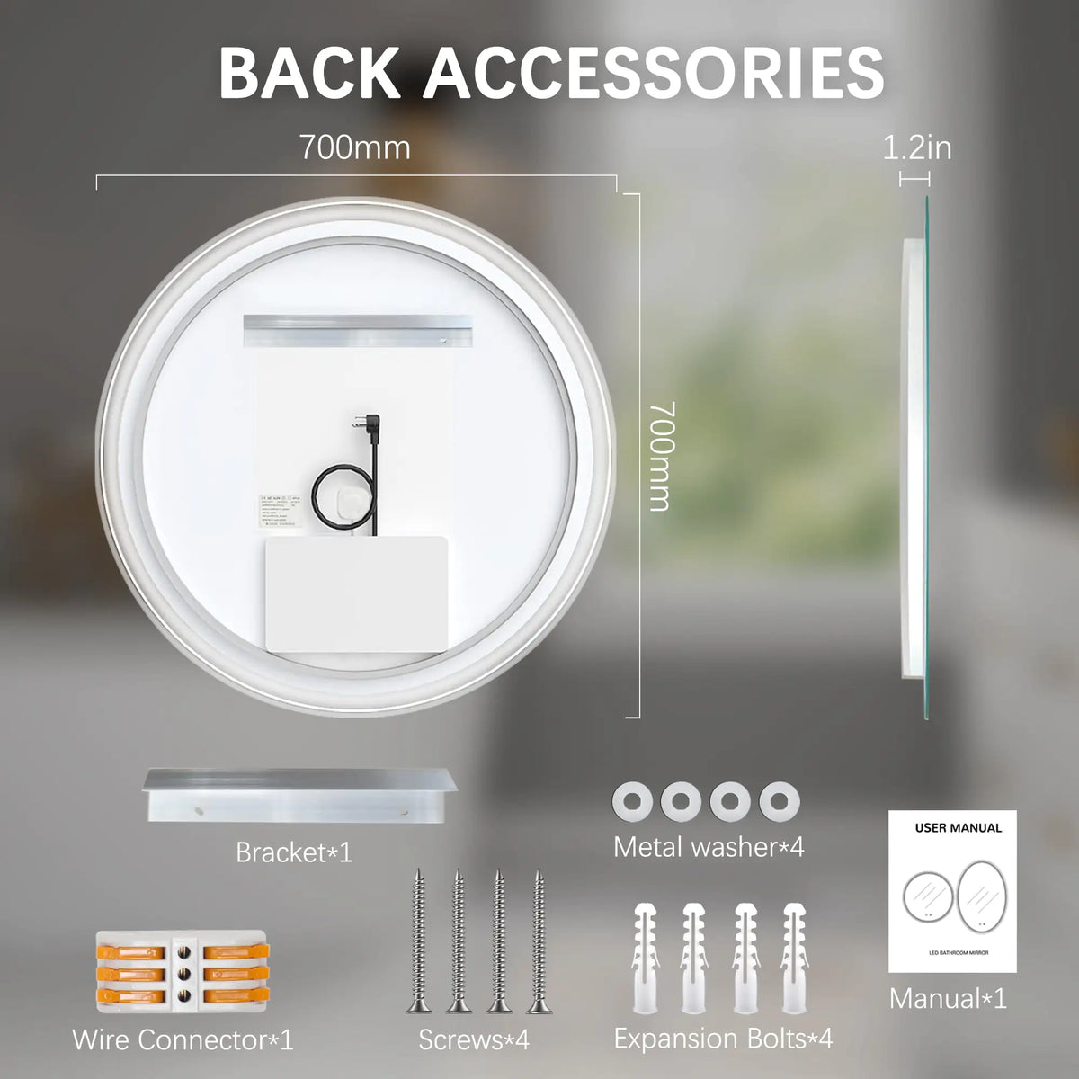 28 Inch Round LED Bathroom Mirror -Wall Mounted