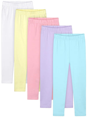 Resinta 5 Packs Toddler and Baby Girls Leggings Pants Full Length Cotton Basic Leggings Stretchy Soft Leggings Tights Pants