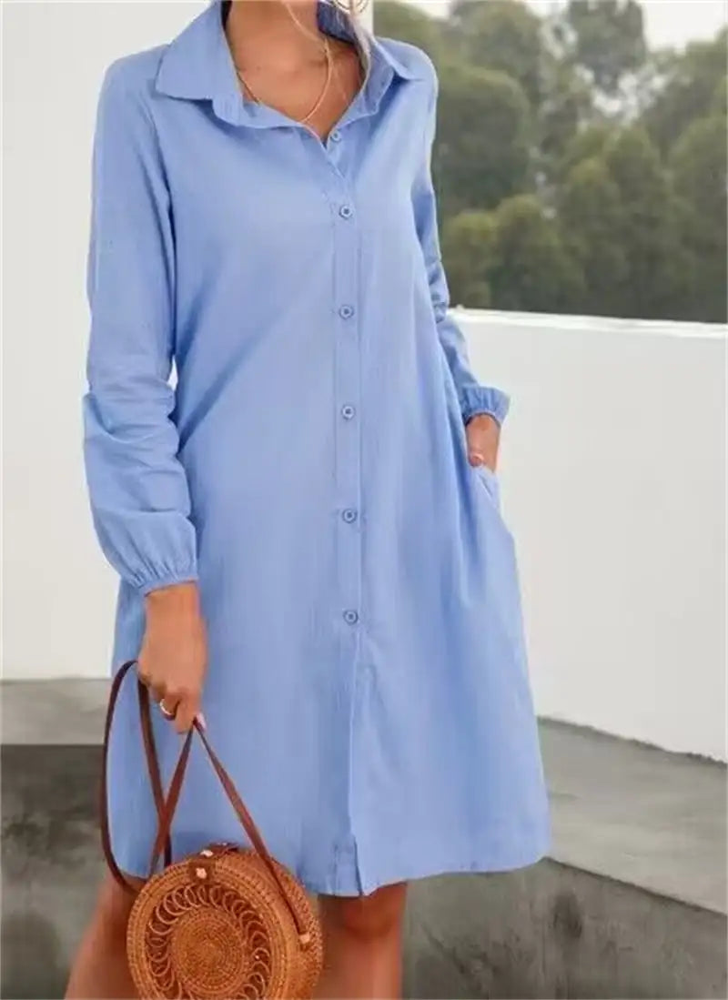 Long Sleeve Solid Color Cardigan and Skirt Set for Women