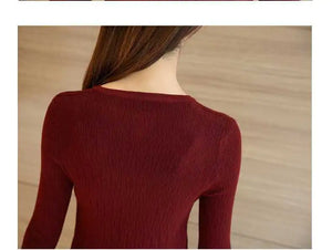 2020 Fall/Winter V-Neck Fitted Long Sleeve Sweater