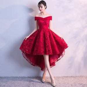 Off-Shoulder Bridesmaid Dress in Wine Red (2020 Style)