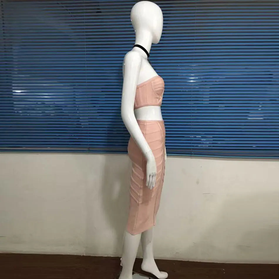 2018 Fall Winter Women&#39;s Strapless Gray Dress Set