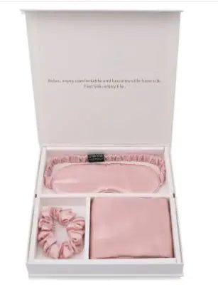 Luxury Silk Sleep Gift Set: Eye Mask, Pillowcase & Scrunchie in Gift Box