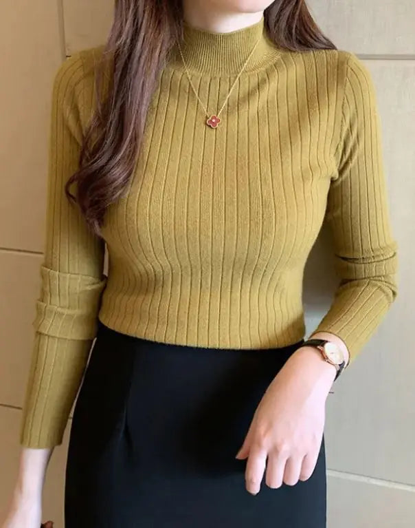 Half Turtleneck Bottoming Shirt Women's Long-sleeved Sweater Top