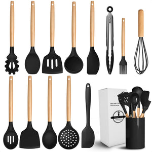 14Pcs Kitchen Utensils Set - Silicone Cooking Utensils Set Silicone Kitchen Utensils Set - Black Kitchen Utensil Set Silicone Utensils Set for Cooking