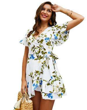 V-Neck Butterfly Sleeve Dress