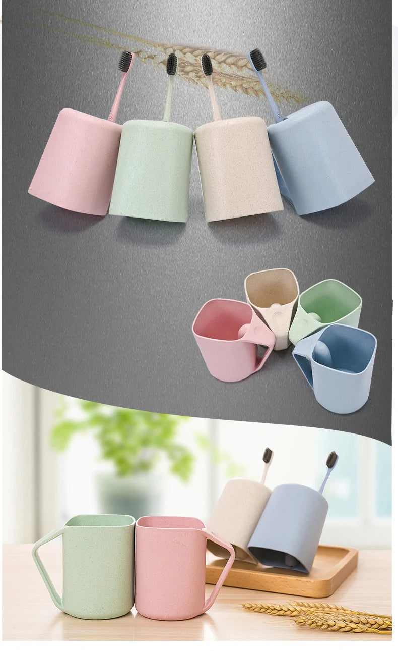 Wheat Square Mouth Oblique Toothbrush Cup