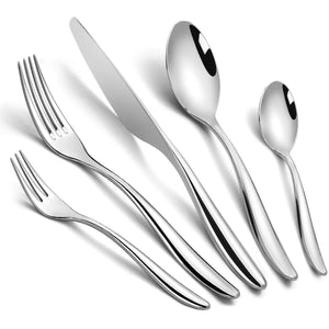 20-piece Forged Silverware Set for 4 Prendcyx 18-10 Heavy Duty Exquisite Flatware Set Cutlery Set Exquisite Fork Spoon Knife Set for Wedding Banquet Hotel Use Dishwasher Safe