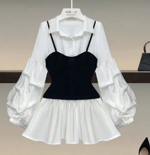 Fake Two-Piece Shirt Top (Single Piece)