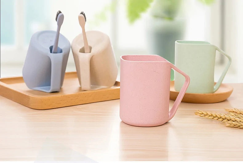 Wheat Square Mouth Oblique Toothbrush Cup