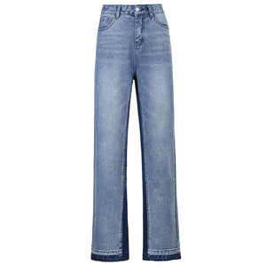 High-Rise Straight-Leg Jeans with Contrast Stitching