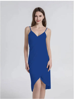 Solid Color Cross-Strap Beach Dress