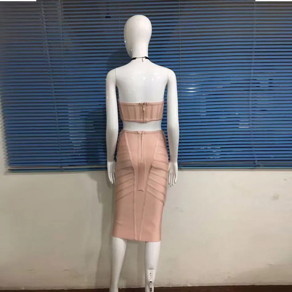 2018 Fall Winter Women&#39;s Strapless Gray Dress Set