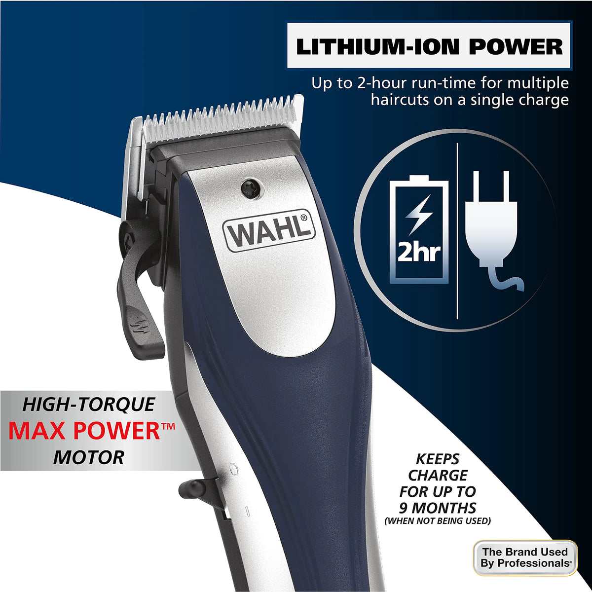 Wahl Lithium Ion Pro Rechargeable Cordless Hair Clippers for Men, Woman, &amp; Children with Smart Charge Technology for Convenient at Home Haircutting - Model 79470 Sliver 22 Piece Set