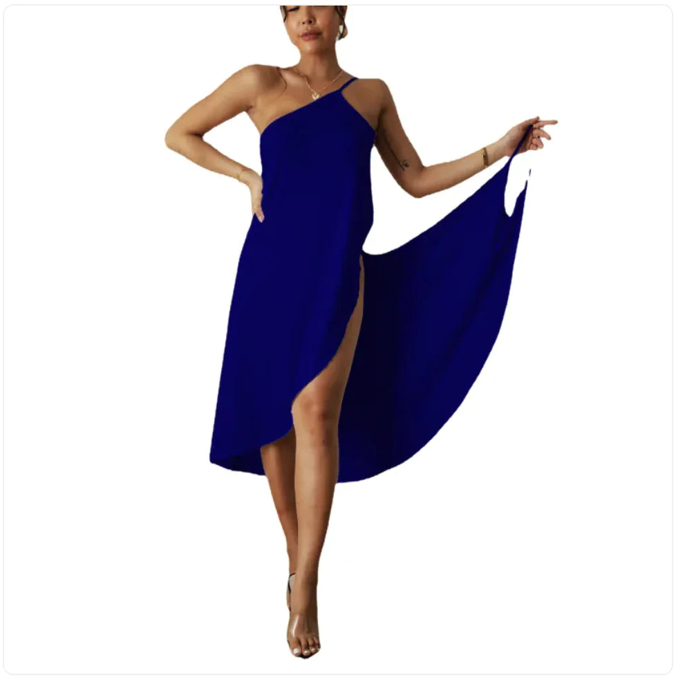 Solid Color Cross-Strap Beach Dress