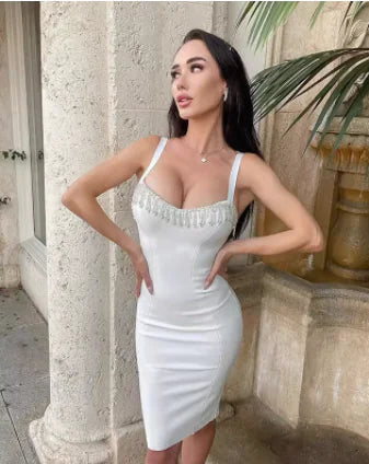 Light Luxury Rhinestone Tassel Women's Dress Skirt