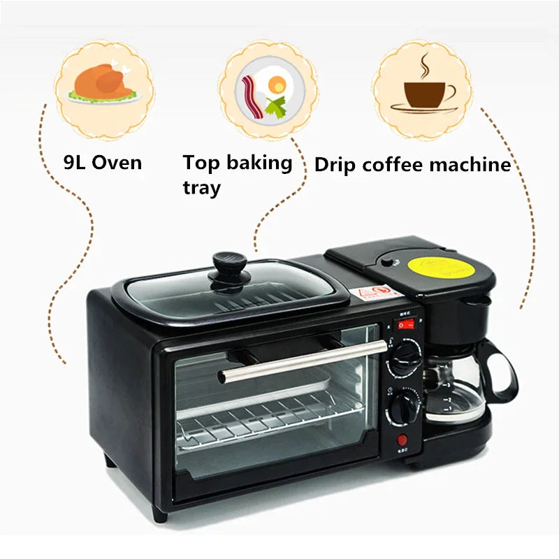 3-in-1 Breakfast Machine: Coffee Maker &amp; Toaster