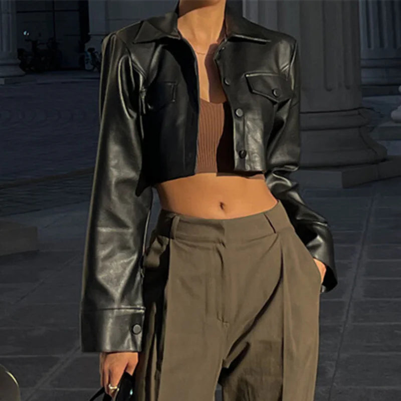 Leather Cropped Jacket