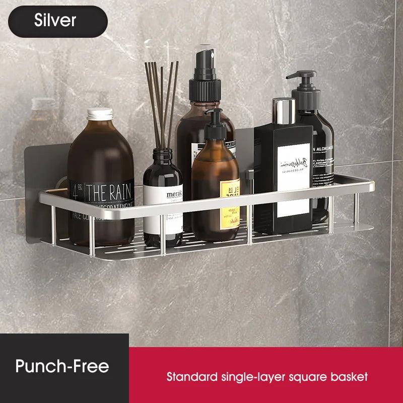 Easy Mount Bath Organizer: No-Drill Wall-Mounted Shelves