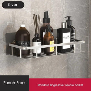 Easy Mount Bath Organizer: No-Drill Wall-Mounted Shelves